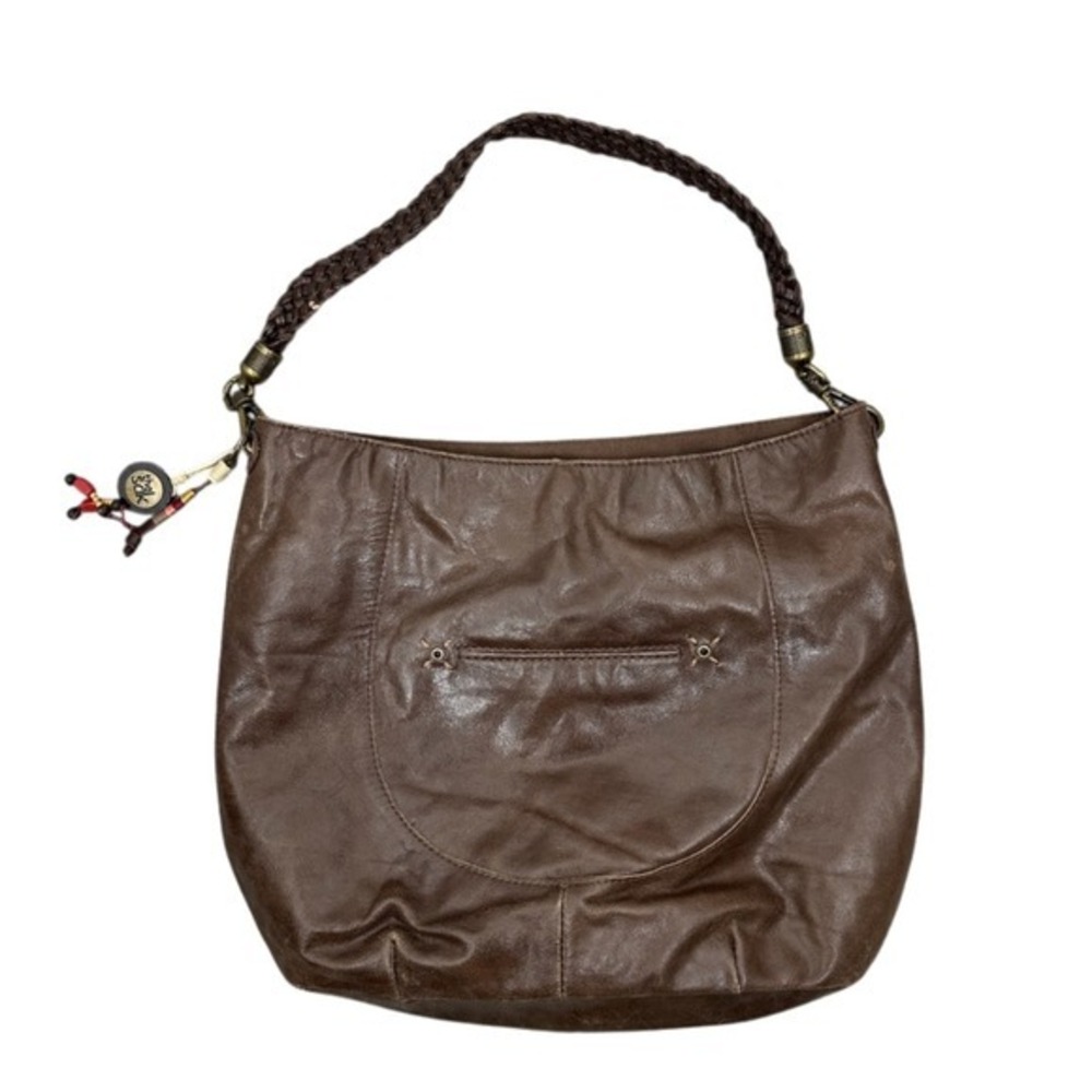 The Sak Leather Hobo Bag Brown Braided Strap Shoulder Bag Boho‎